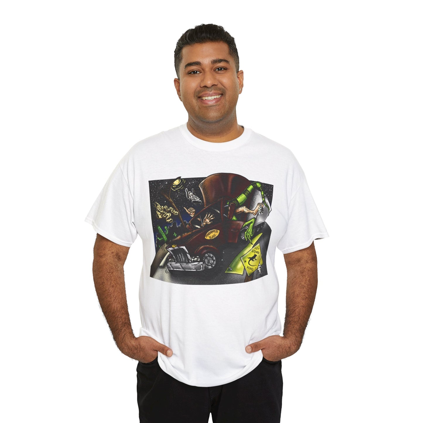 Warning Lizard Crossing Trucker Unisex Heavy Cotton Tee