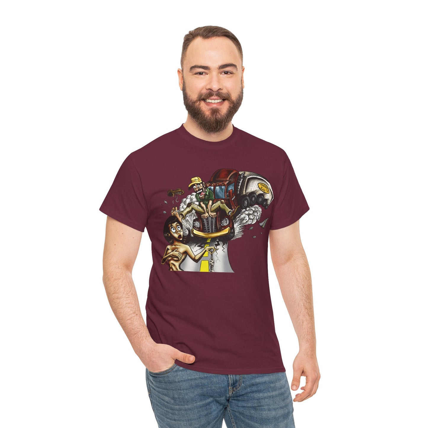 Crazy Truck Driver Heavy Cotton Tee