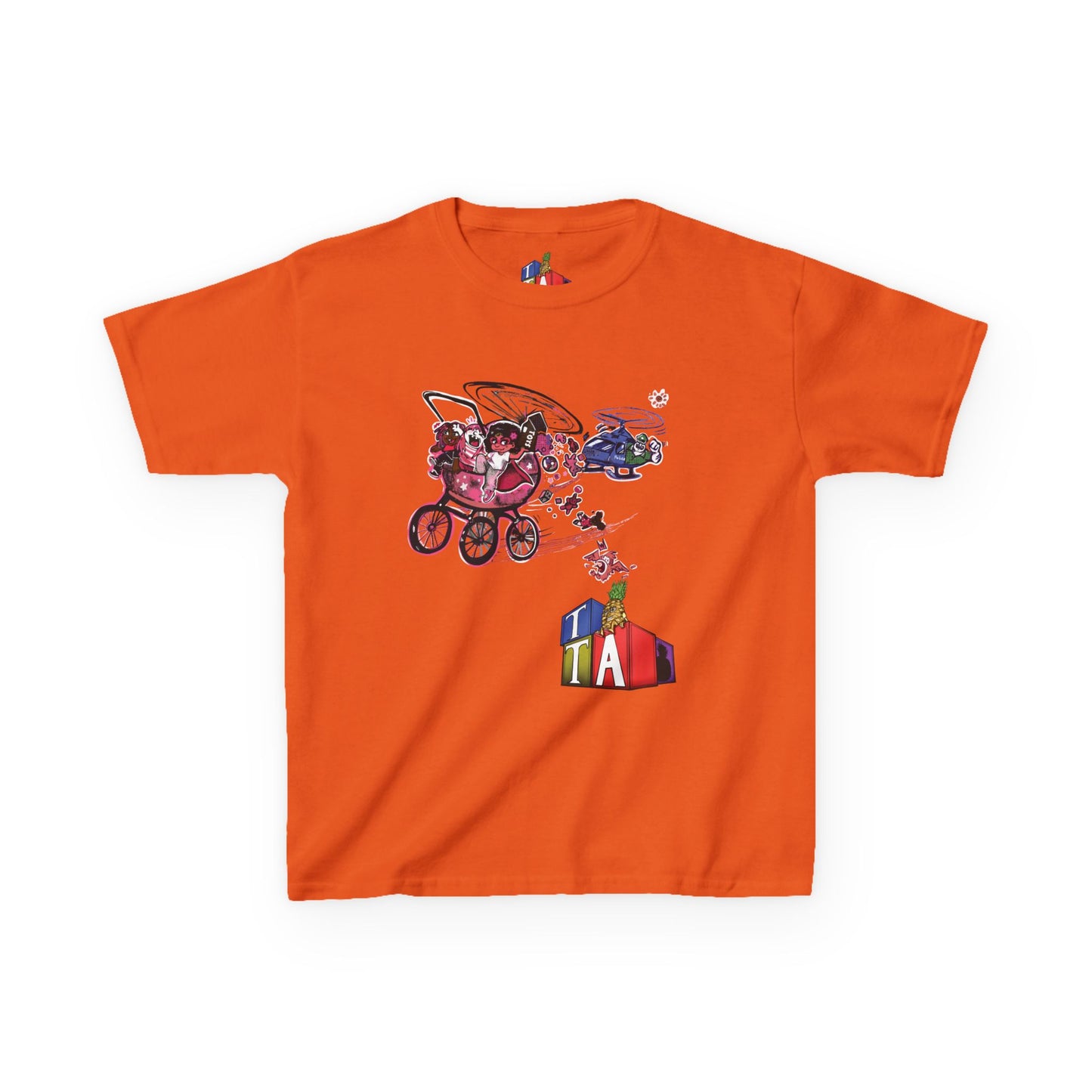 Kids,  T.T.A Tiny Toddler Adventures: with logo tag. Kids Heavy Cotton™ Tee