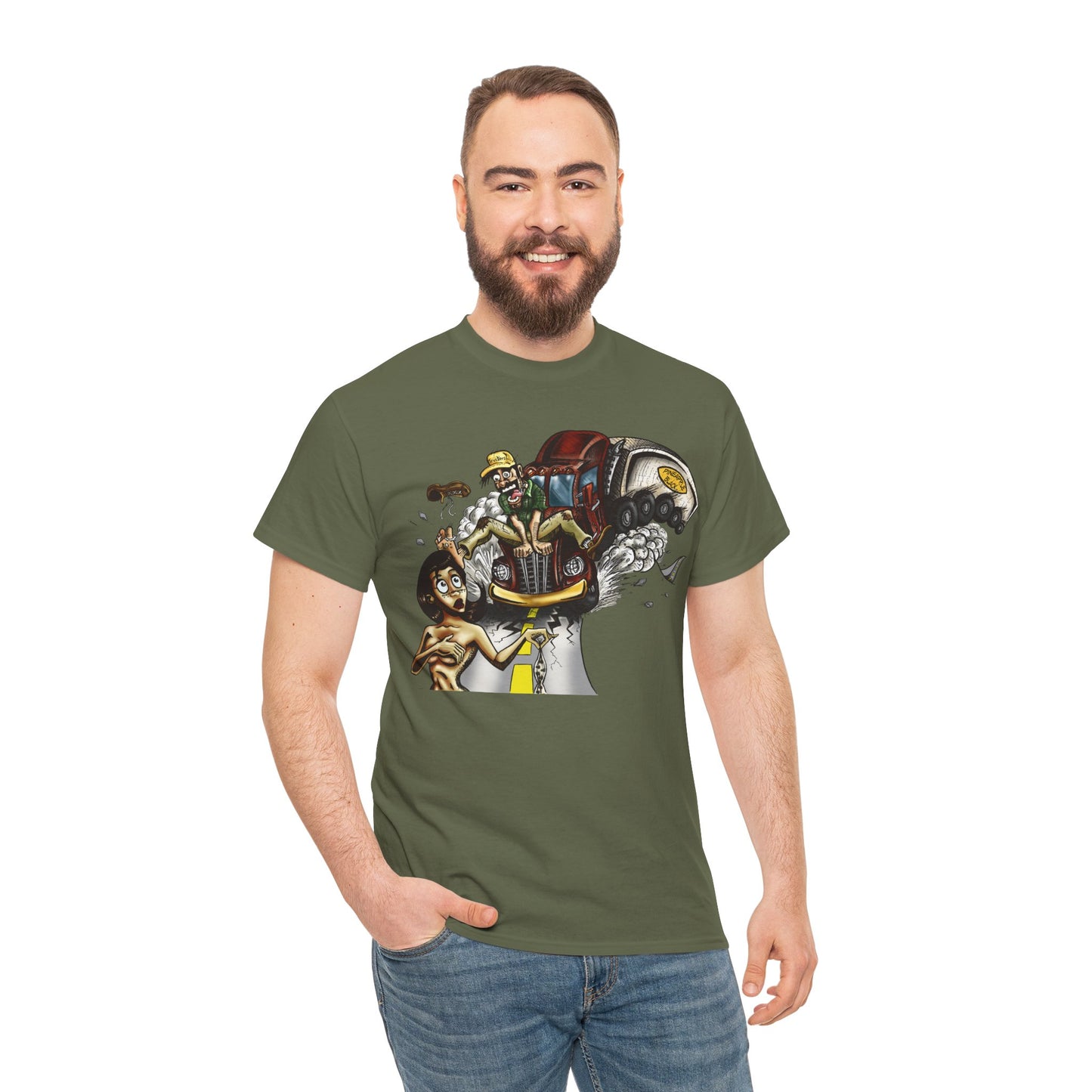 Crazy Truck Driver Heavy Cotton Tee