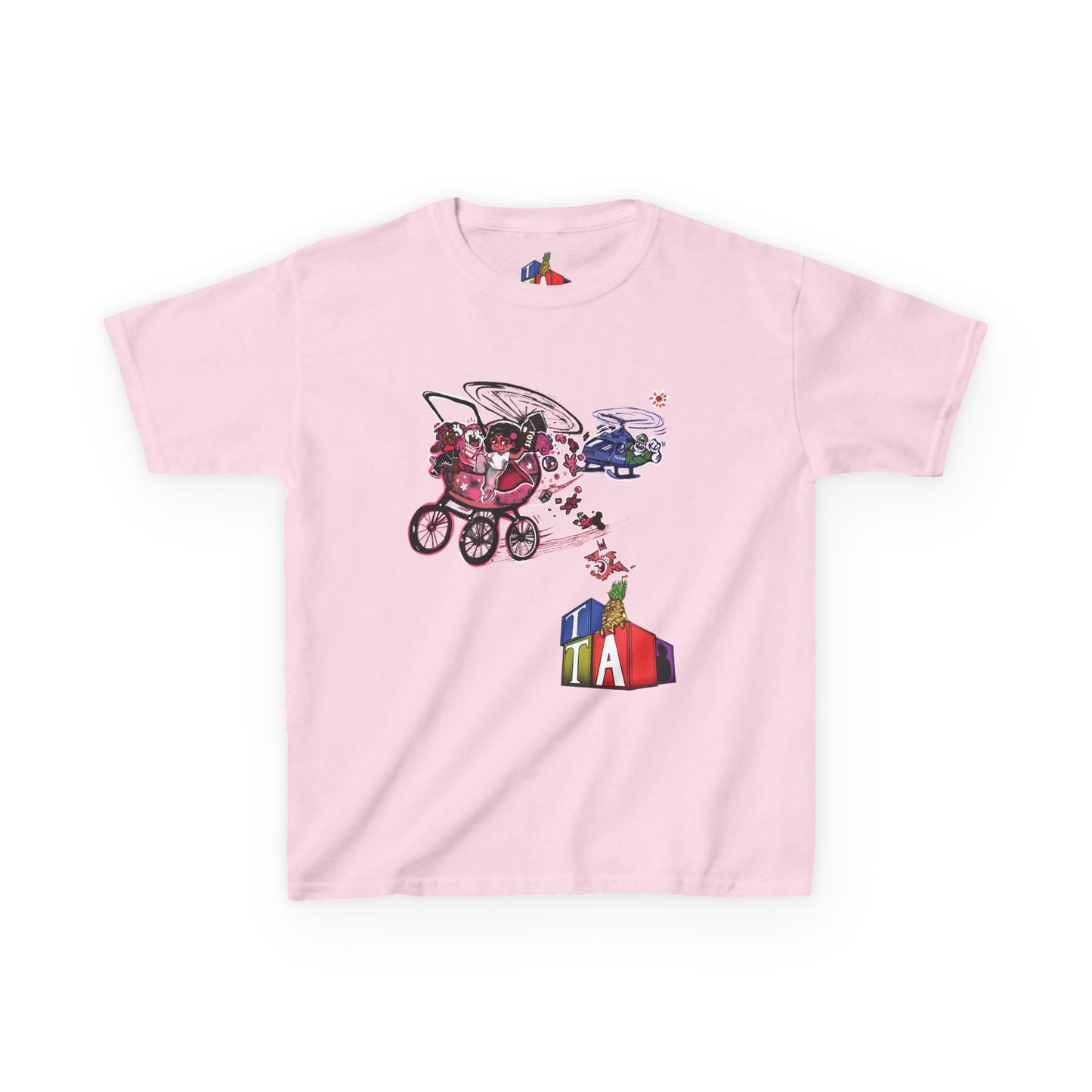 Kids,  T.T.A Tiny Toddler Adventures: with logo tag. Kids Heavy Cotton™ Tee