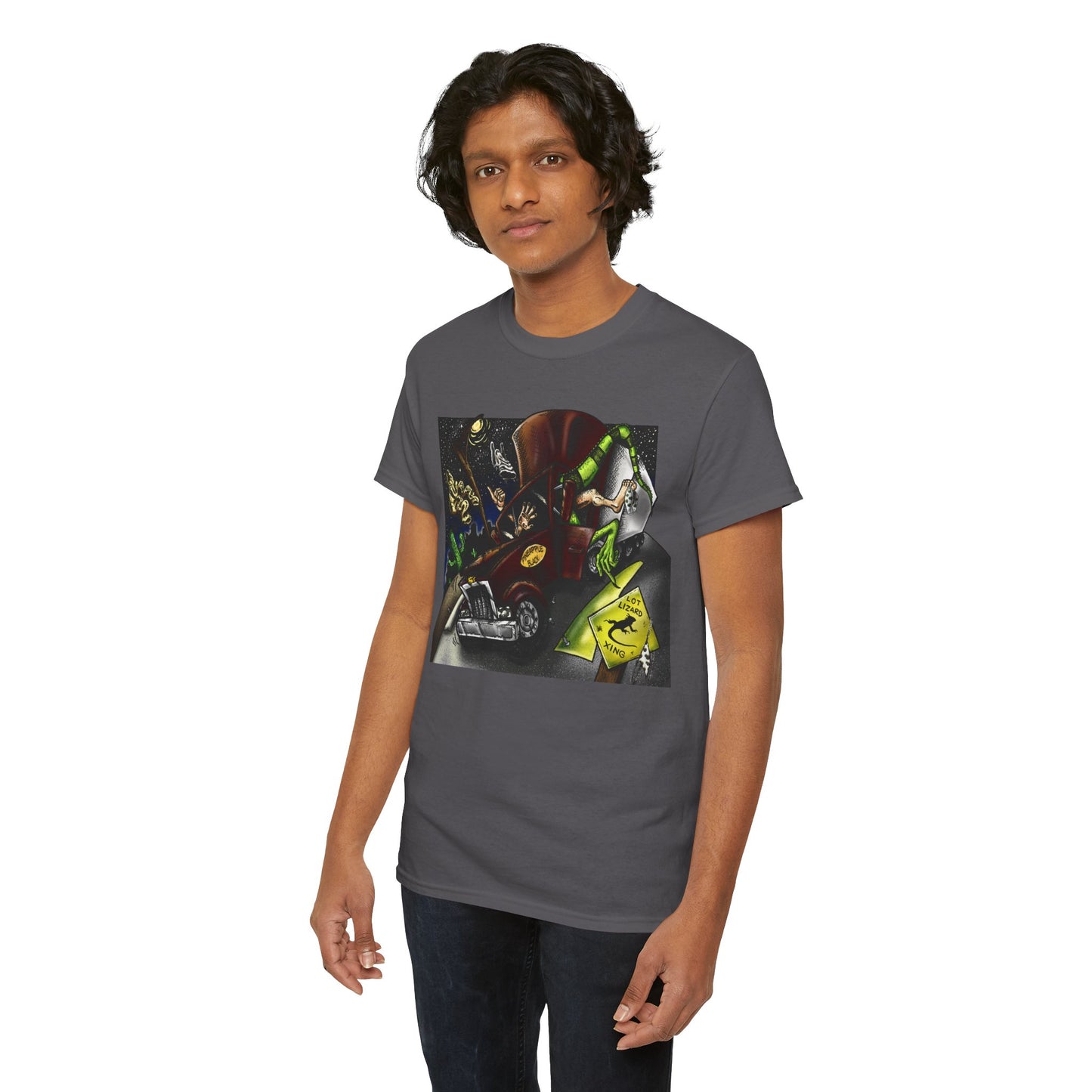 Warning Lizard Crossing Trucker Unisex Heavy Cotton Tee