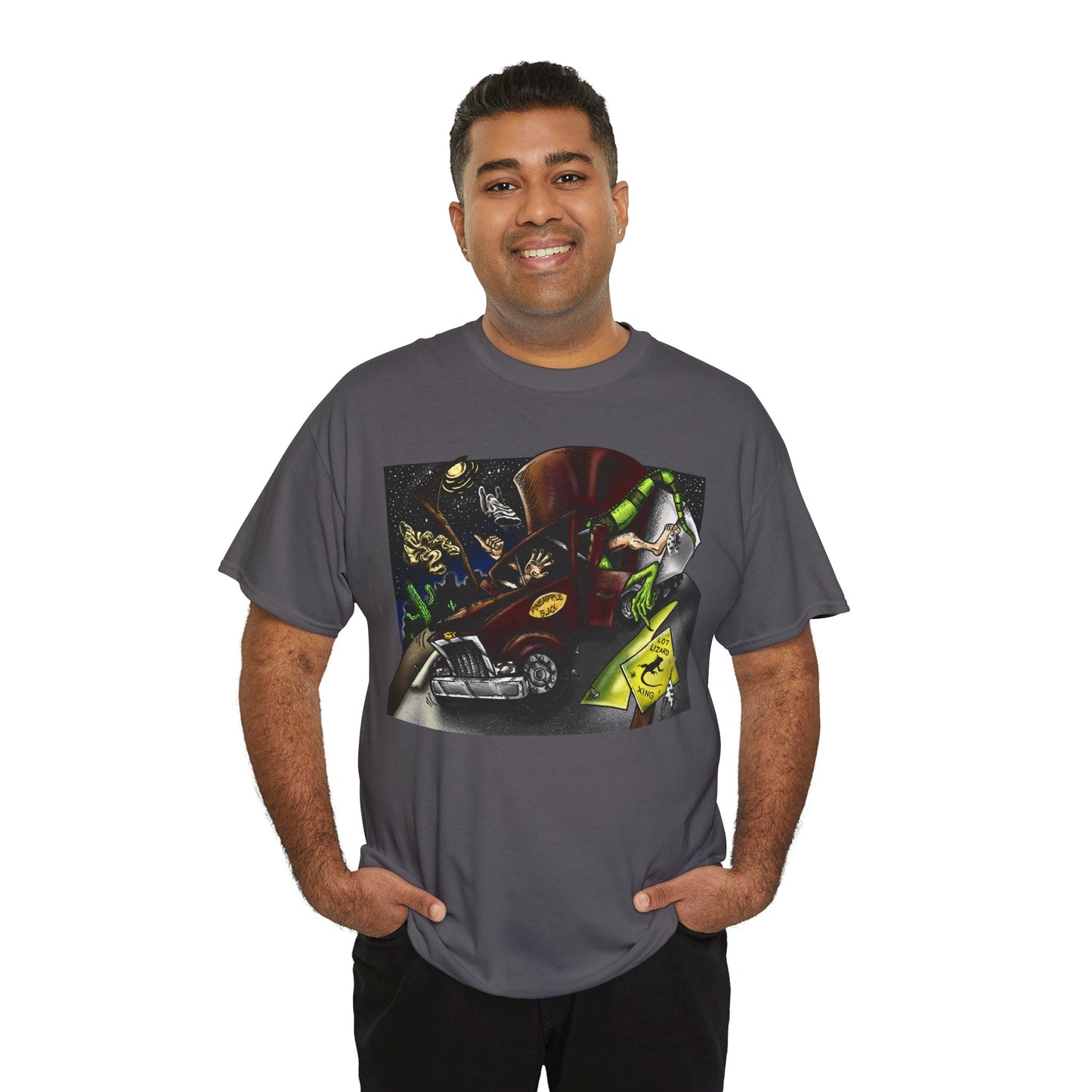 Warning Lizard Crossing Trucker Unisex Heavy Cotton Tee