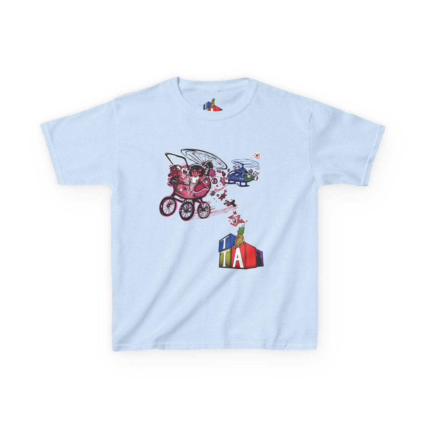Kids,  T.T.A Tiny Toddler Adventures: with logo tag. Kids Heavy Cotton™ Tee