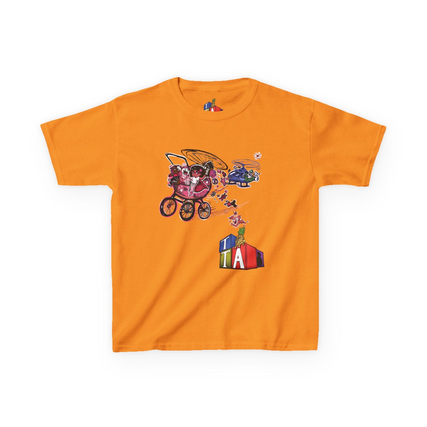 Kids,  T.T.A Tiny Toddler Adventures: with logo tag. Kids Heavy Cotton™ Tee