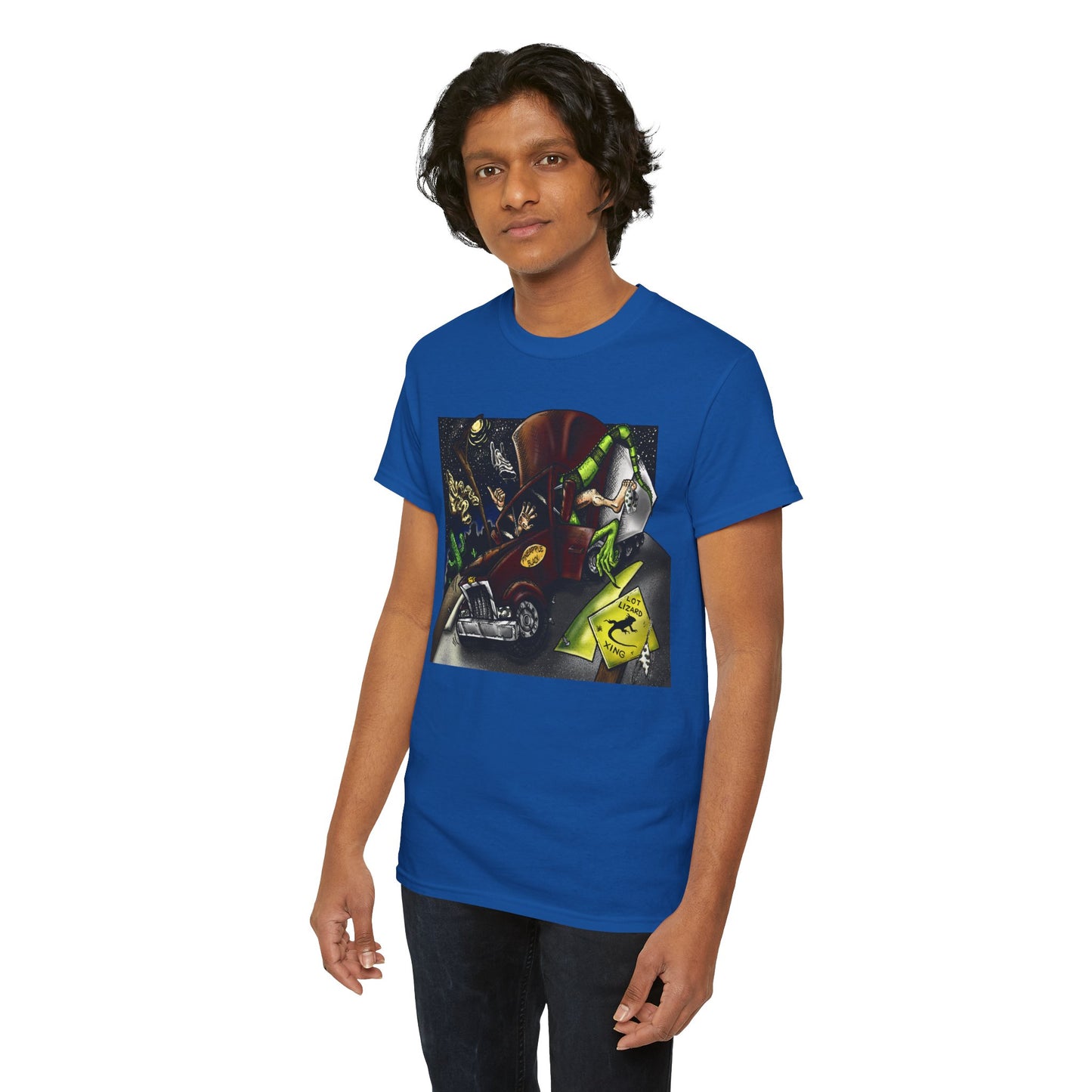 Warning Lizard Crossing Trucker Unisex Heavy Cotton Tee